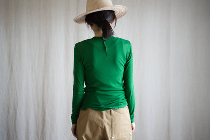 Sheer Rib Crew neck Long-Sleeved T/Turf Green