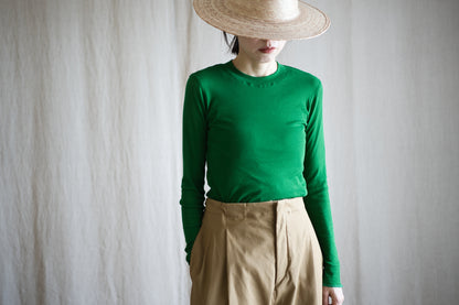 Sheer Rib Crew neck Long-Sleeved T/Turf Green