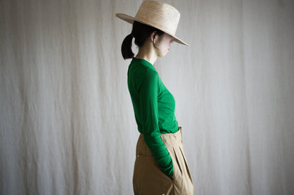 Sheer Rib Crew neck Long-Sleeved T/Turf Green