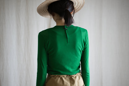 Sheer Rib Crew neck Long-Sleeved T/Turf Green