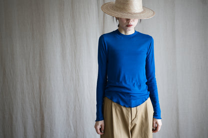 Sheer Rib Crew neck Long-Sleeved T/Royal Blue