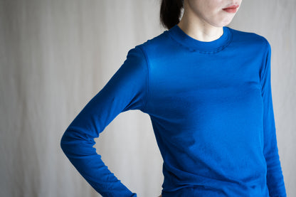 Sheer Rib Crew neck Long-Sleeved T/Royal Blue