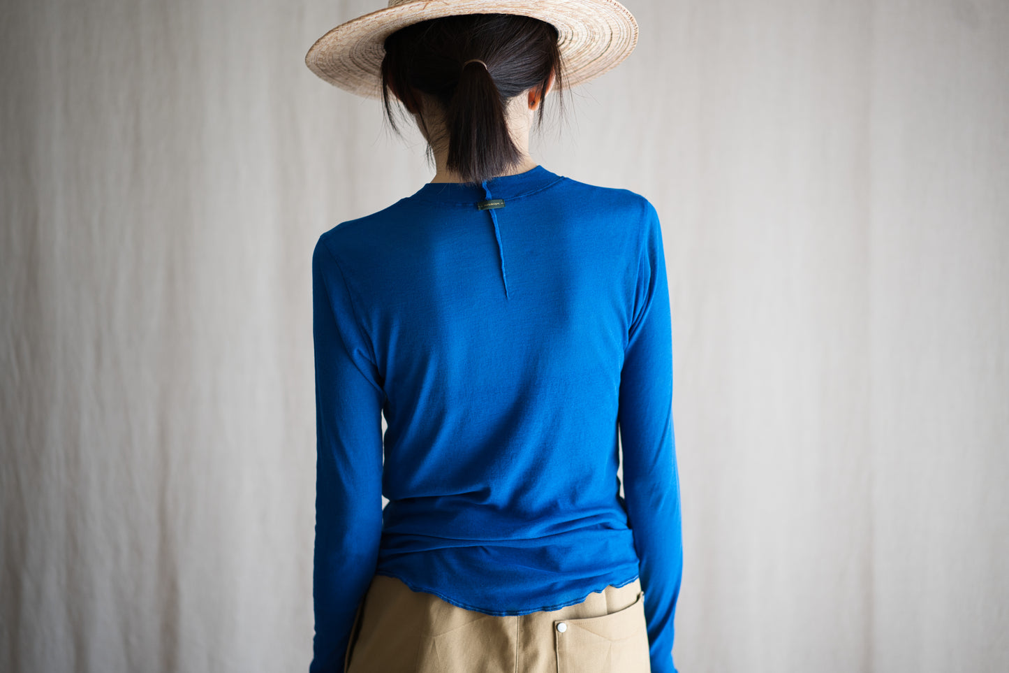 Sheer Rib Crew neck Long-Sleeved T/Royal Blue