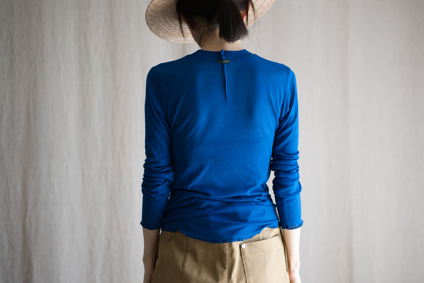 Sheer Rib Crew neck Long-Sleeved T/Royal Blue