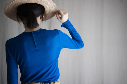 Sheer Rib Crew neck Long-Sleeved T/Royal Blue