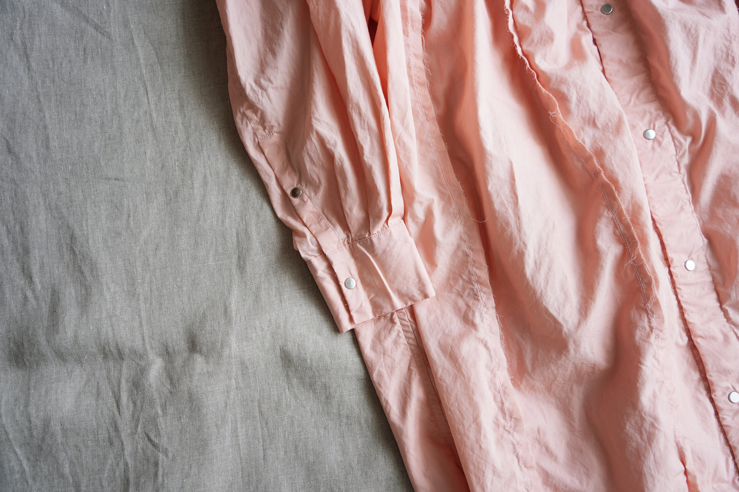 超細番手タイプライターシャツワンピース/Superfine cotton shirts dress/Pink