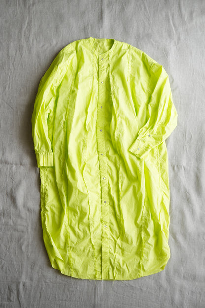 超細番手タイプライターシャツワンピース/Superfine cotton shirts dress/Lime yellow