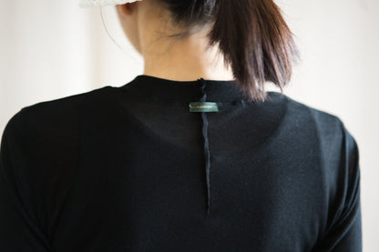 Sheer Rib Crew neck Half-Sleeved T/Black