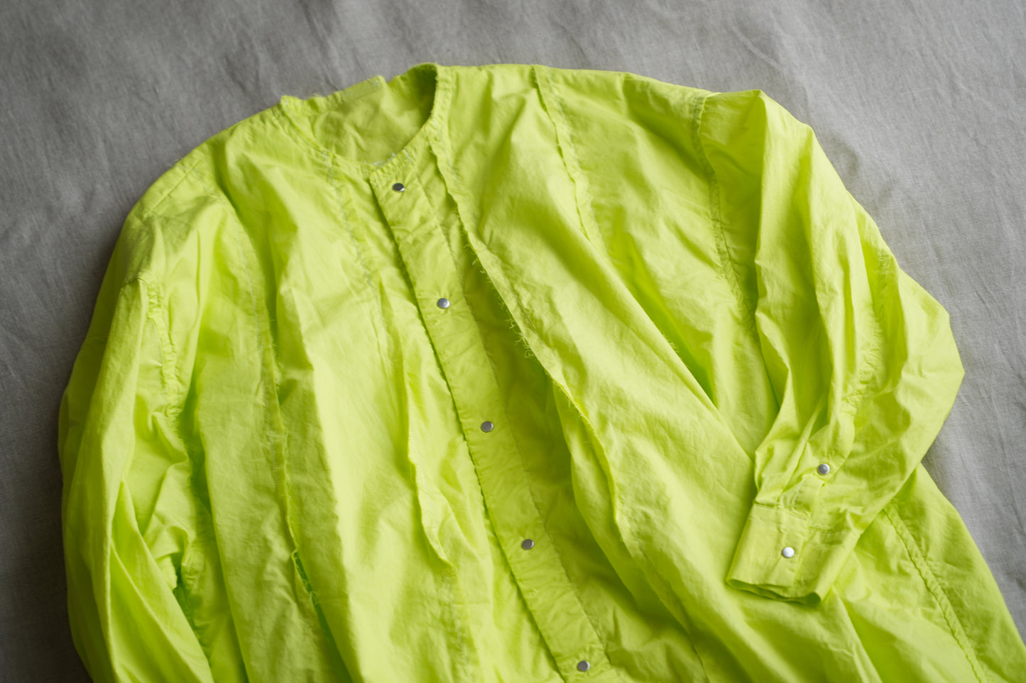 超細番手タイプライターシャツワンピース/Superfine cotton shirts dress/Lime yellow