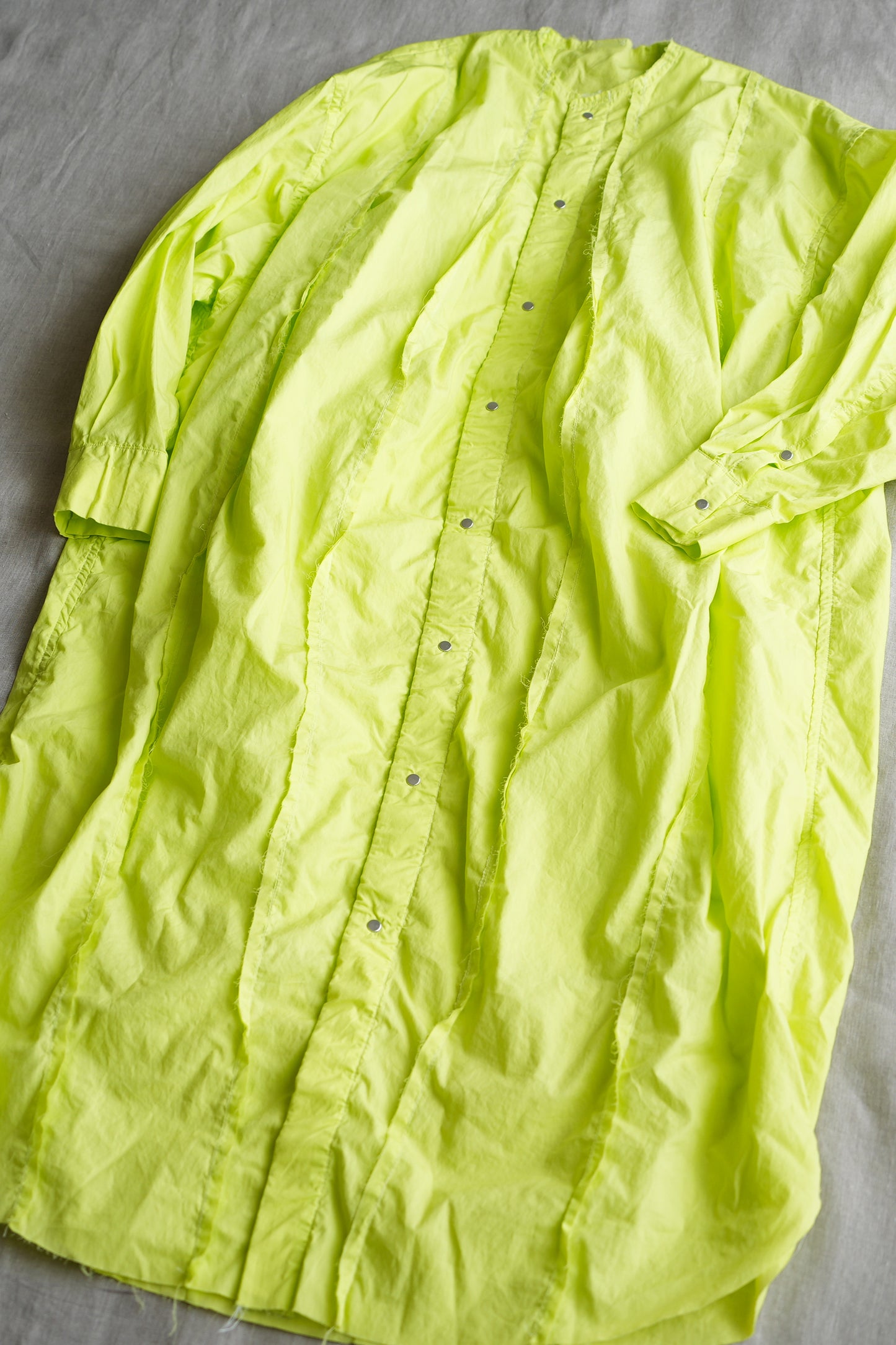 超細番手タイプライターシャツワンピース/Superfine cotton shirts dress/Lime yellow