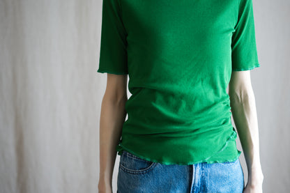 Sheer Rib Crew neck Half-Sleeved T/Turf Green
