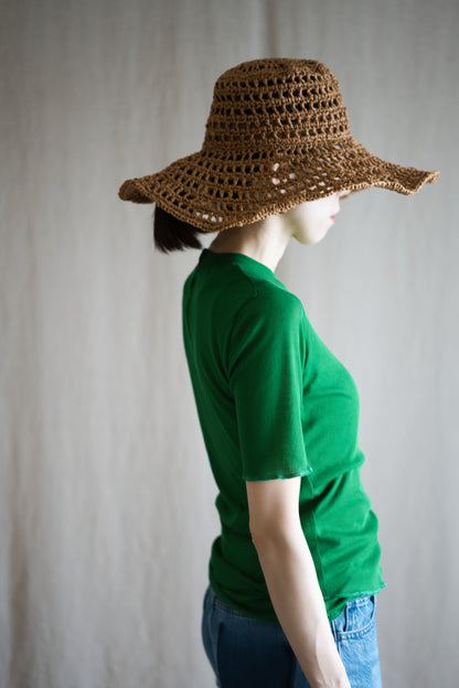 Sheer Rib Crew neck Half-Sleeved T/Turf Green