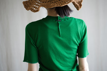 Sheer Rib Crew neck Half-Sleeved T/Turf Green