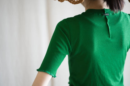Sheer Rib Crew neck Half-Sleeved T/Turf Green