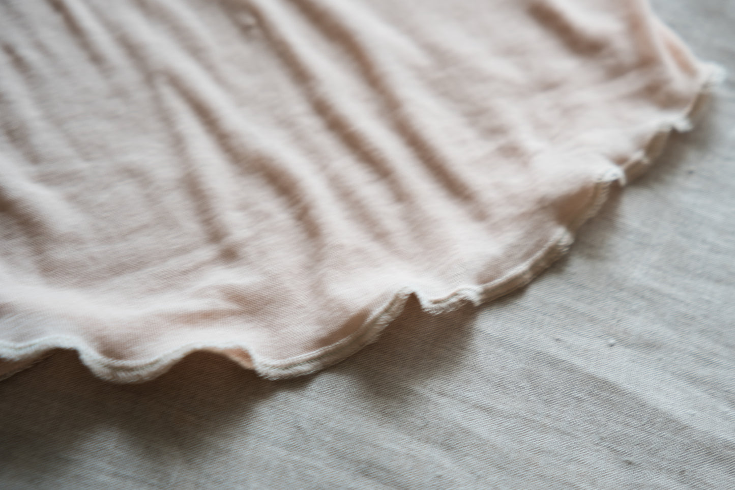 Sheer Rib Crew neck Half-Sleeved T/Pale Pink
