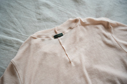 Sheer Rib Crew neck Half-Sleeved T/Pale Pink