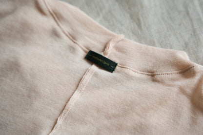 Sheer Rib Crew neck Half-Sleeved T/Pale Pink