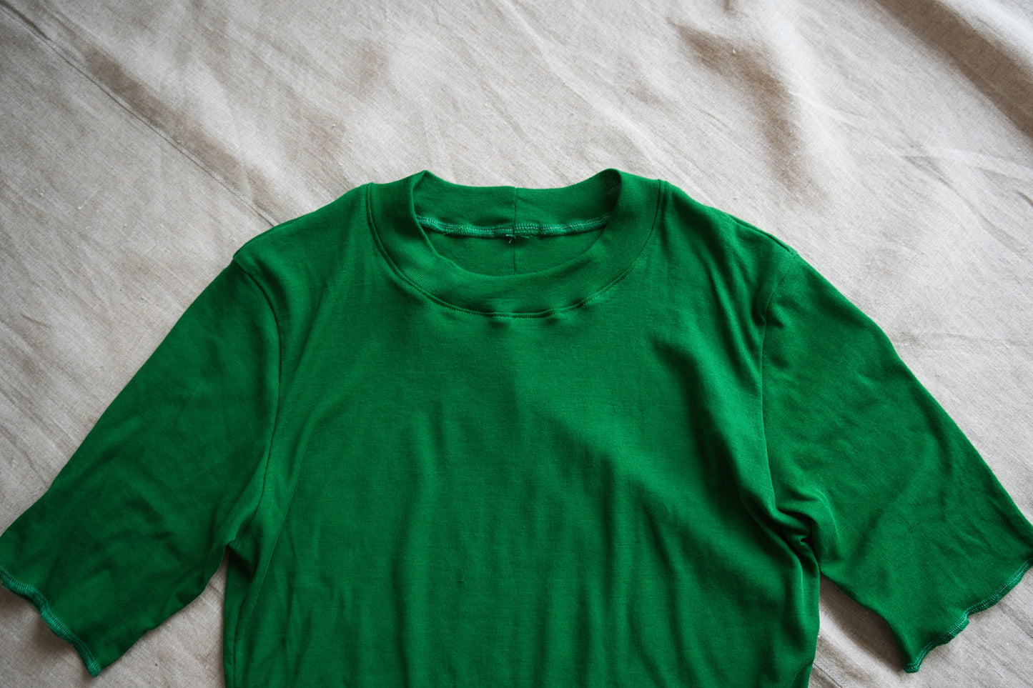 Sheer Rib Crew neck Half-Sleeved T/Turf Green
