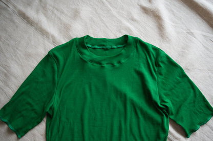 Sheer Rib Crew neck Half-Sleeved T/Turf Green