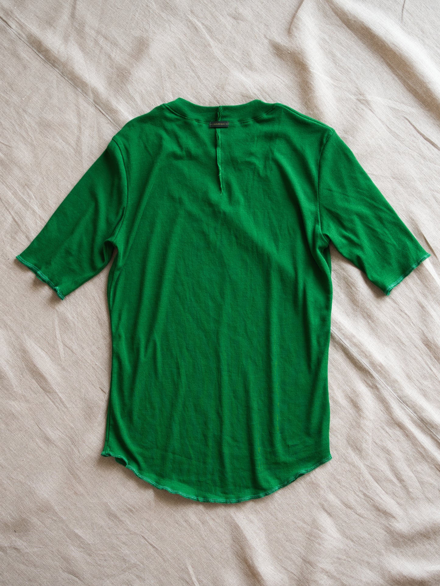 Sheer Rib Crew neck Half-Sleeved T/Turf Green