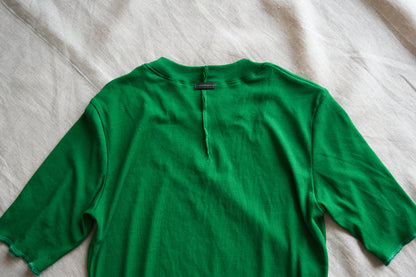 Sheer Rib Crew neck Half-Sleeved T/Turf Green