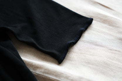 Sheer Rib Crew neck Half-Sleeved T/Black