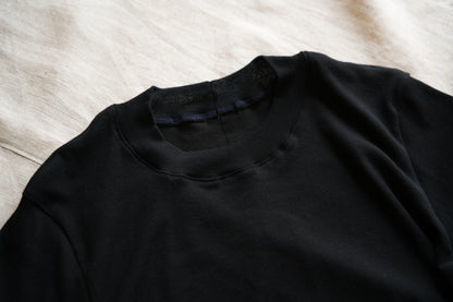Sheer Rib Crew neck Half-Sleeved T/Black
