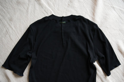 Sheer Rib Crew neck Half-Sleeved T/Black