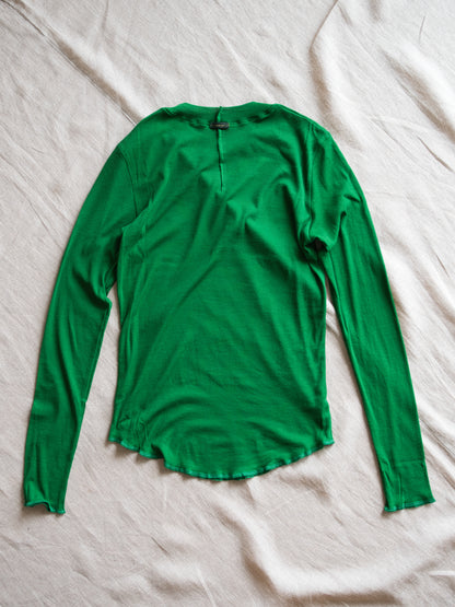 Sheer Rib Crew neck Long-Sleeved T/Turf Green