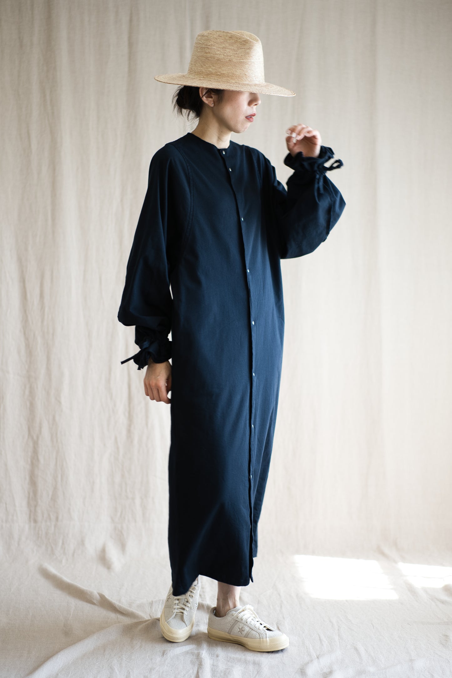 ギャザースリーブドレスコート/Gathered Sleeve Dress Coat/Midnight Navy