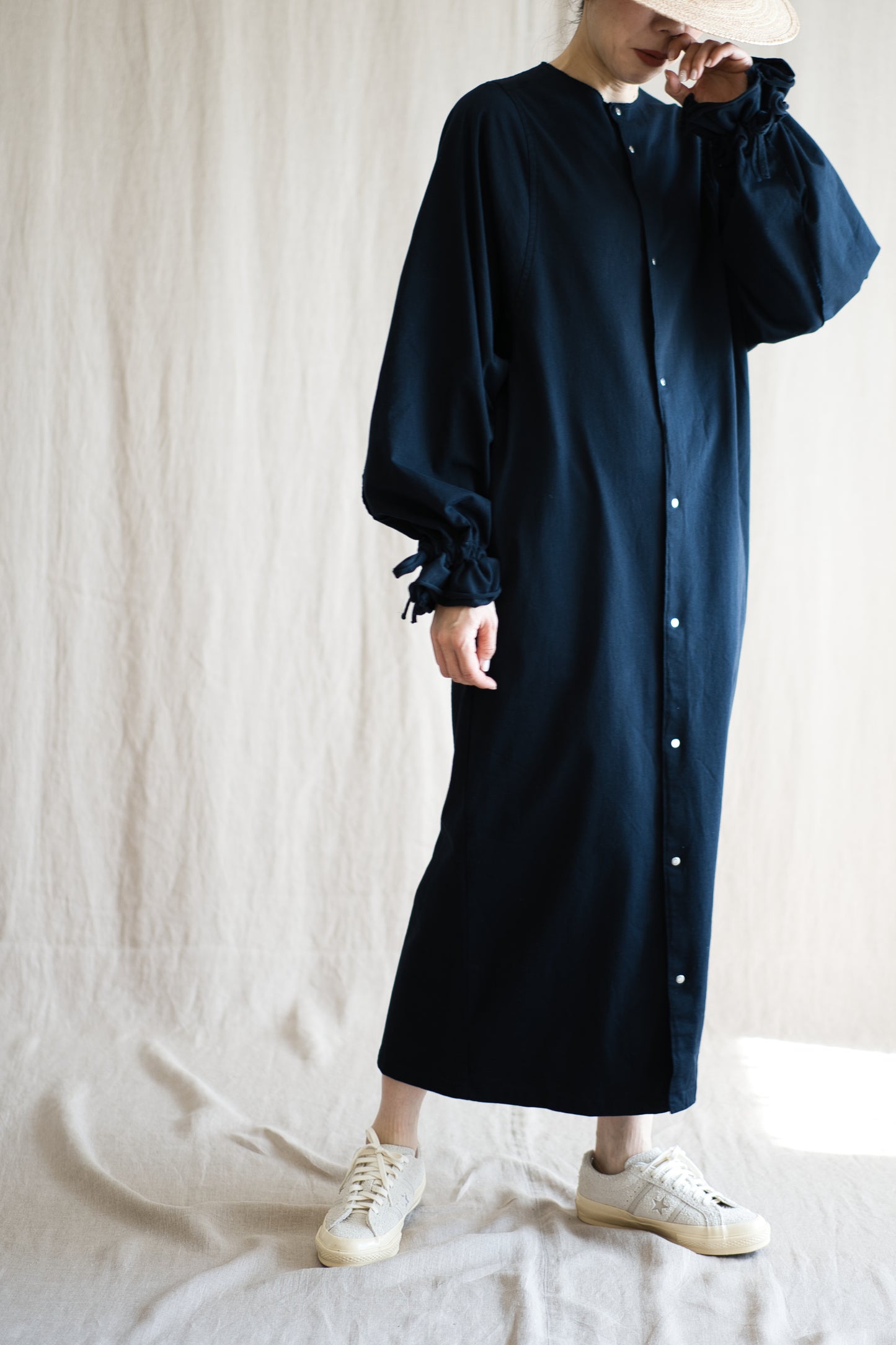 ギャザースリーブドレスコート/Gathered Sleeve Dress Coat/Midnight Navy