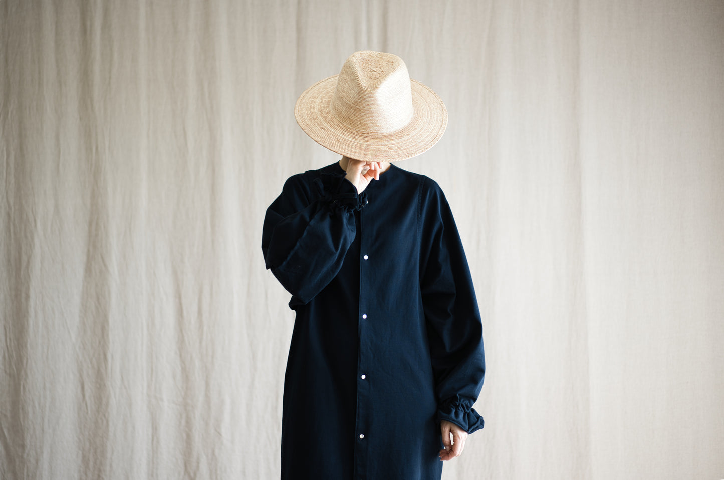 ギャザースリーブドレスコート/Gathered Sleeve Dress Coat/Midnight Navy