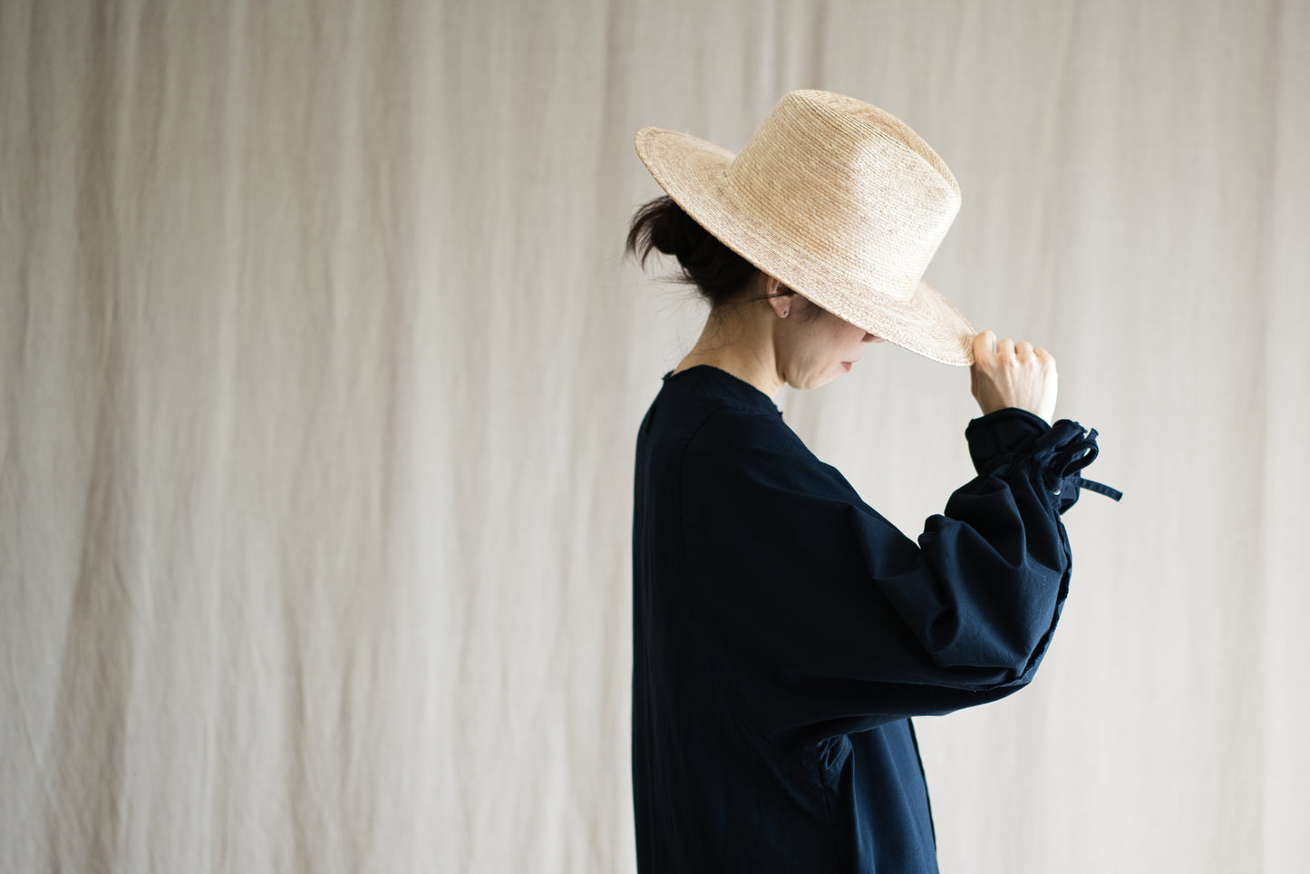 ギャザースリーブドレスコート/Gathered Sleeve Dress Coat/Midnight Navy