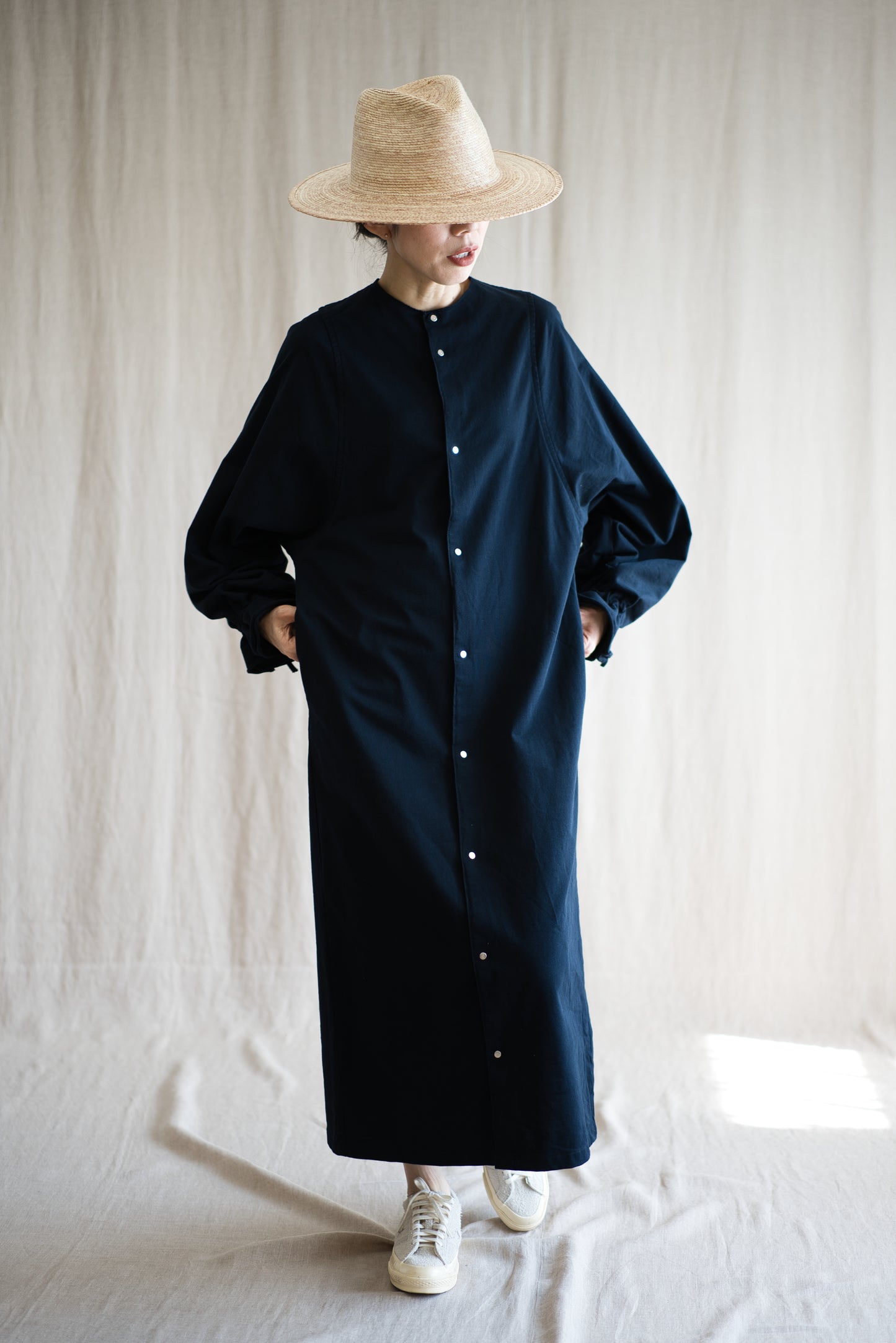ギャザースリーブドレスコート/Gathered Sleeve Dress Coat/Midnight Navy