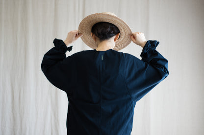 ギャザースリーブドレスコート/Gathered Sleeve Dress Coat/Midnight Navy