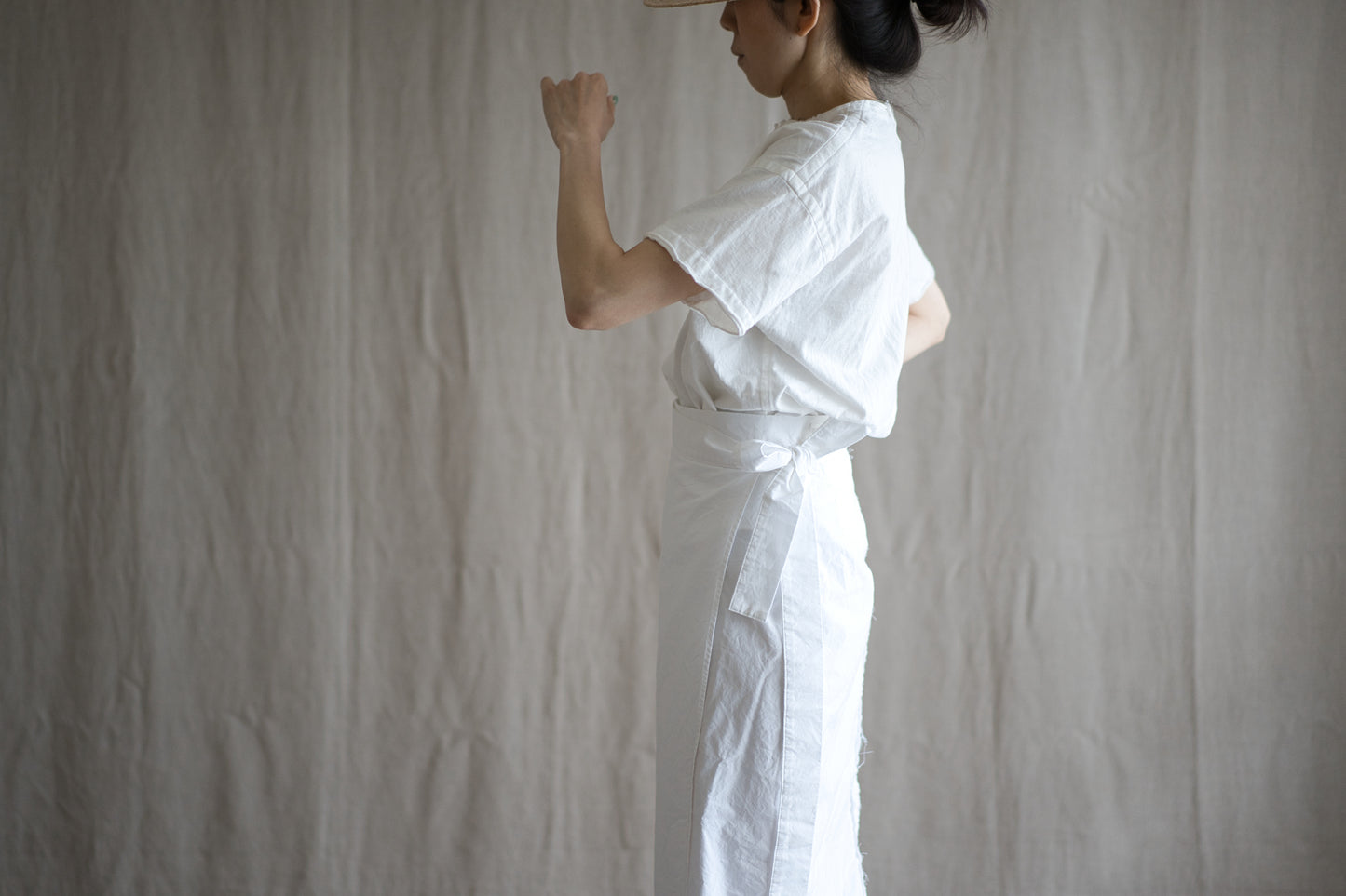 高密度コットンラップスカート/High-density cotton wrap skirt/Light white