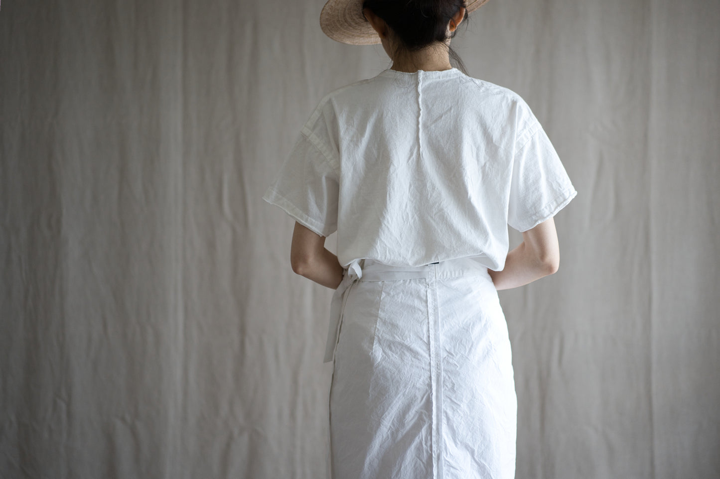 高密度コットンラップスカート/High-density cotton wrap skirt/Light white