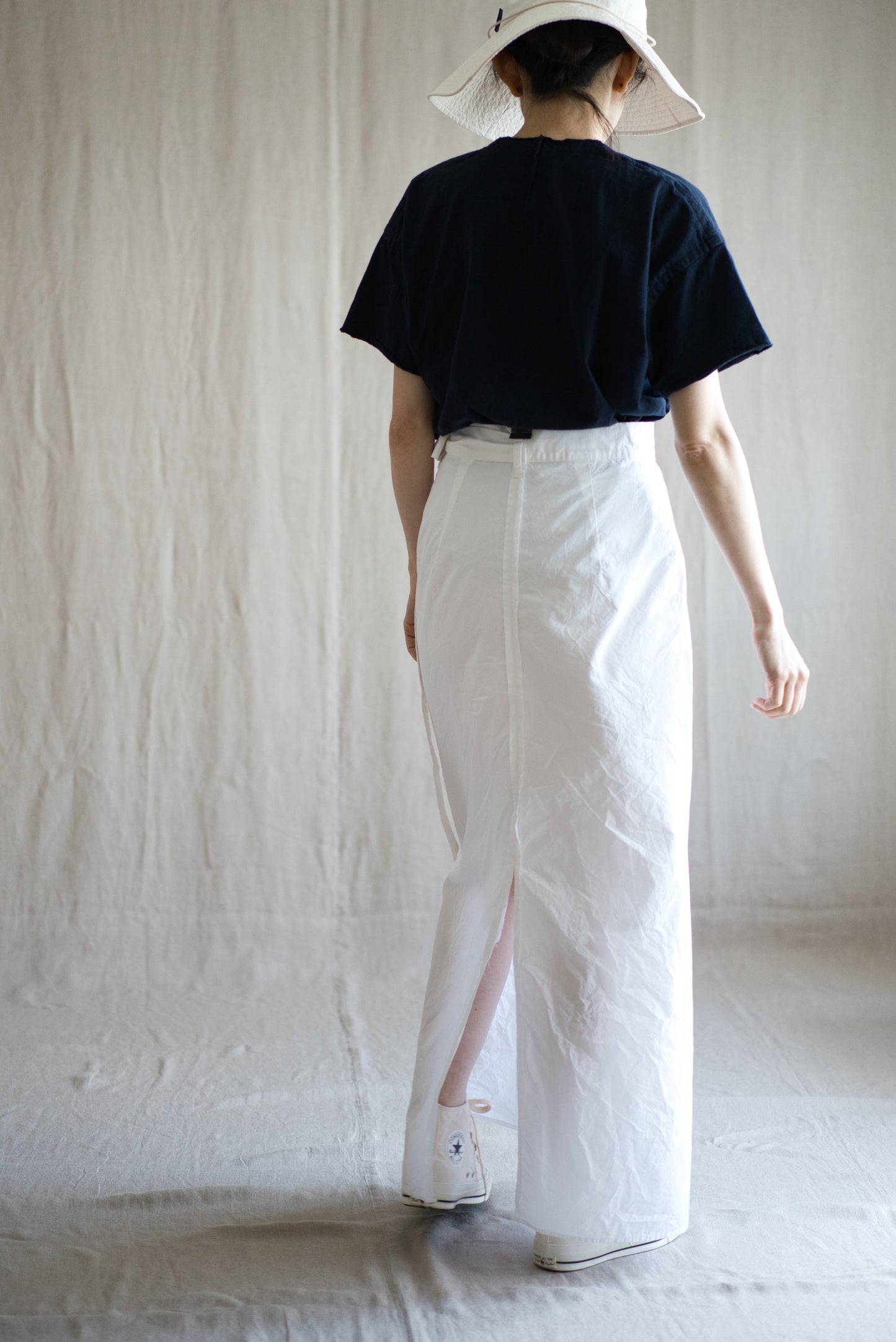 高密度コットンラップスカート/High-density cotton wrap skirt/Light white