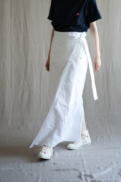 高密度コットンラップスカート/High-density cotton wrap skirt/Light white