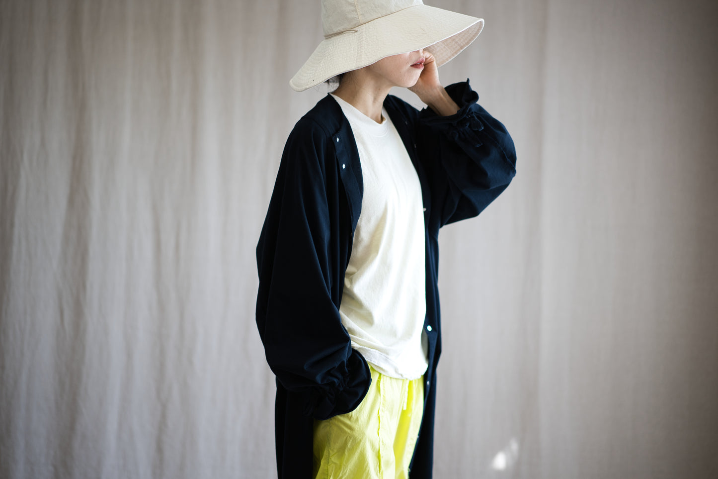 ギャザースリーブドレスコート/Gathered Sleeve Dress Coat/Midnight Navy