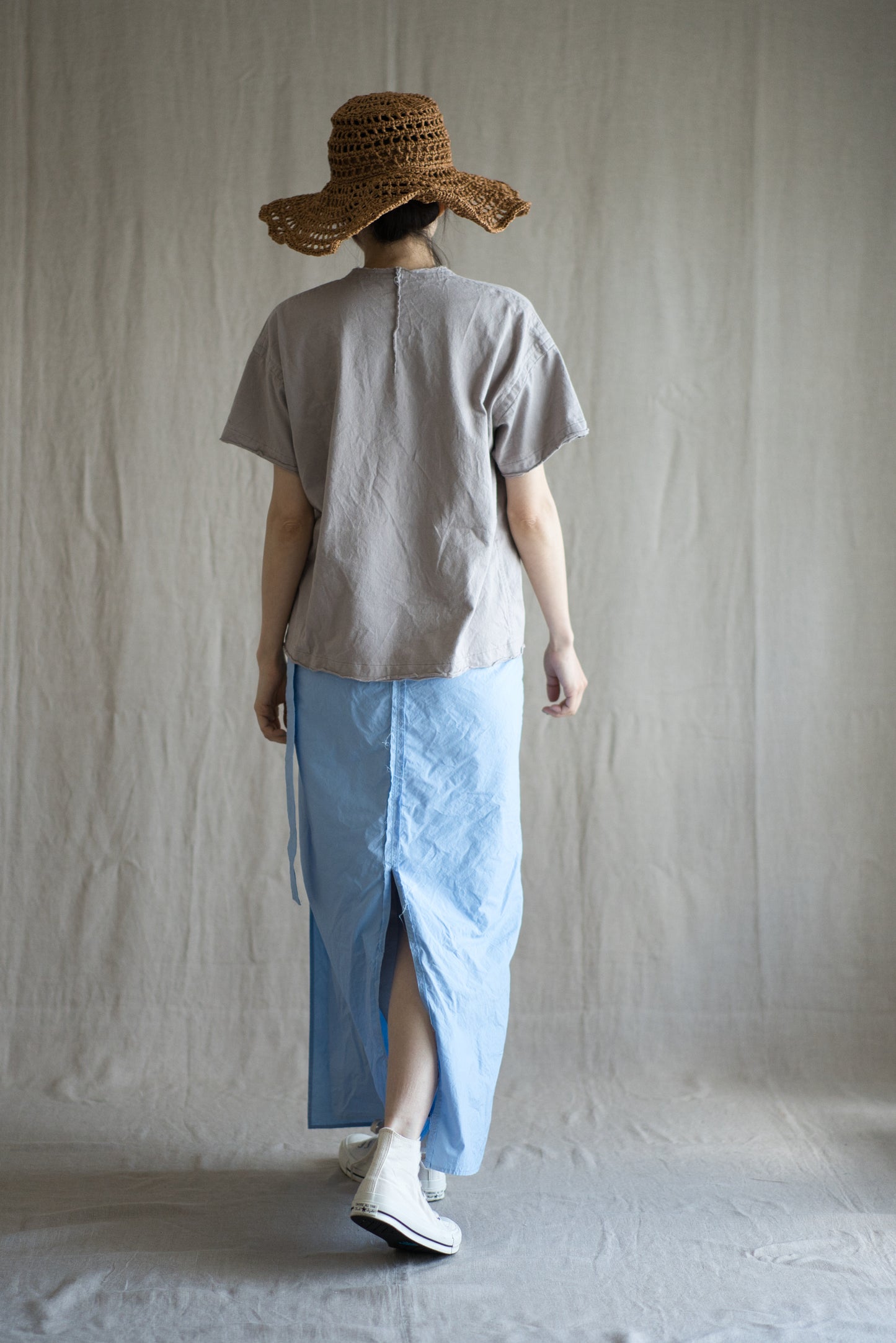 高密度コットンラップスカート/High-density cotton wrap skirt/Pale blue