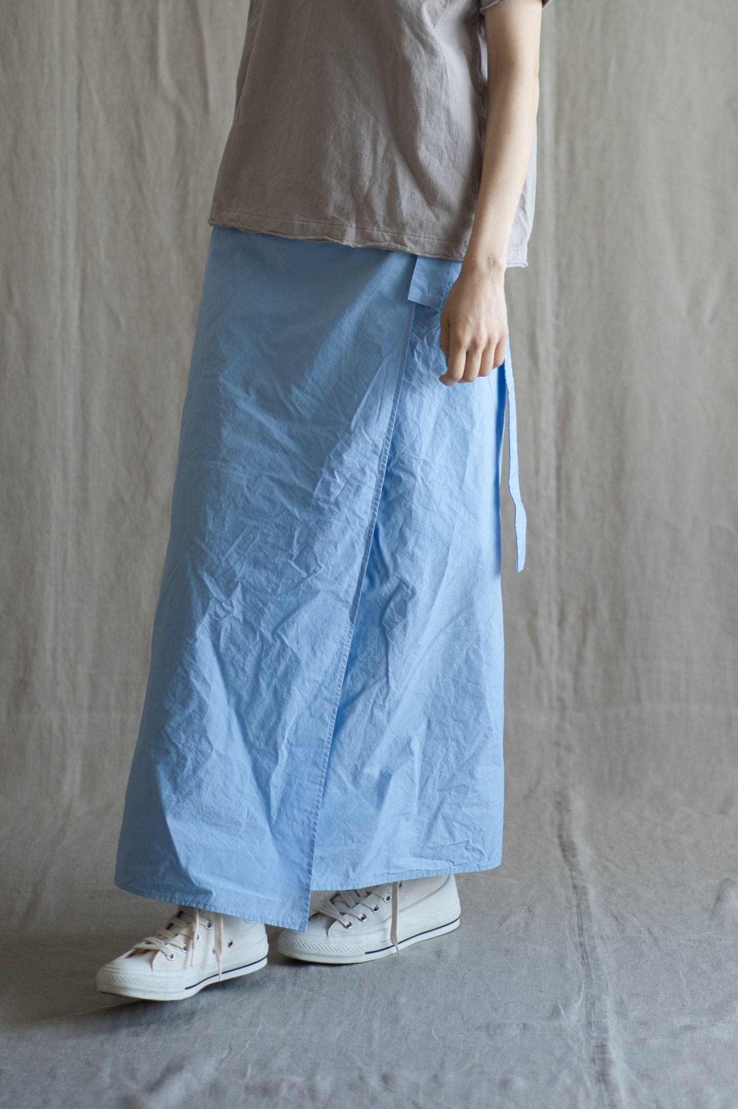 高密度コットンラップスカート/High-density cotton wrap skirt/Pale blue