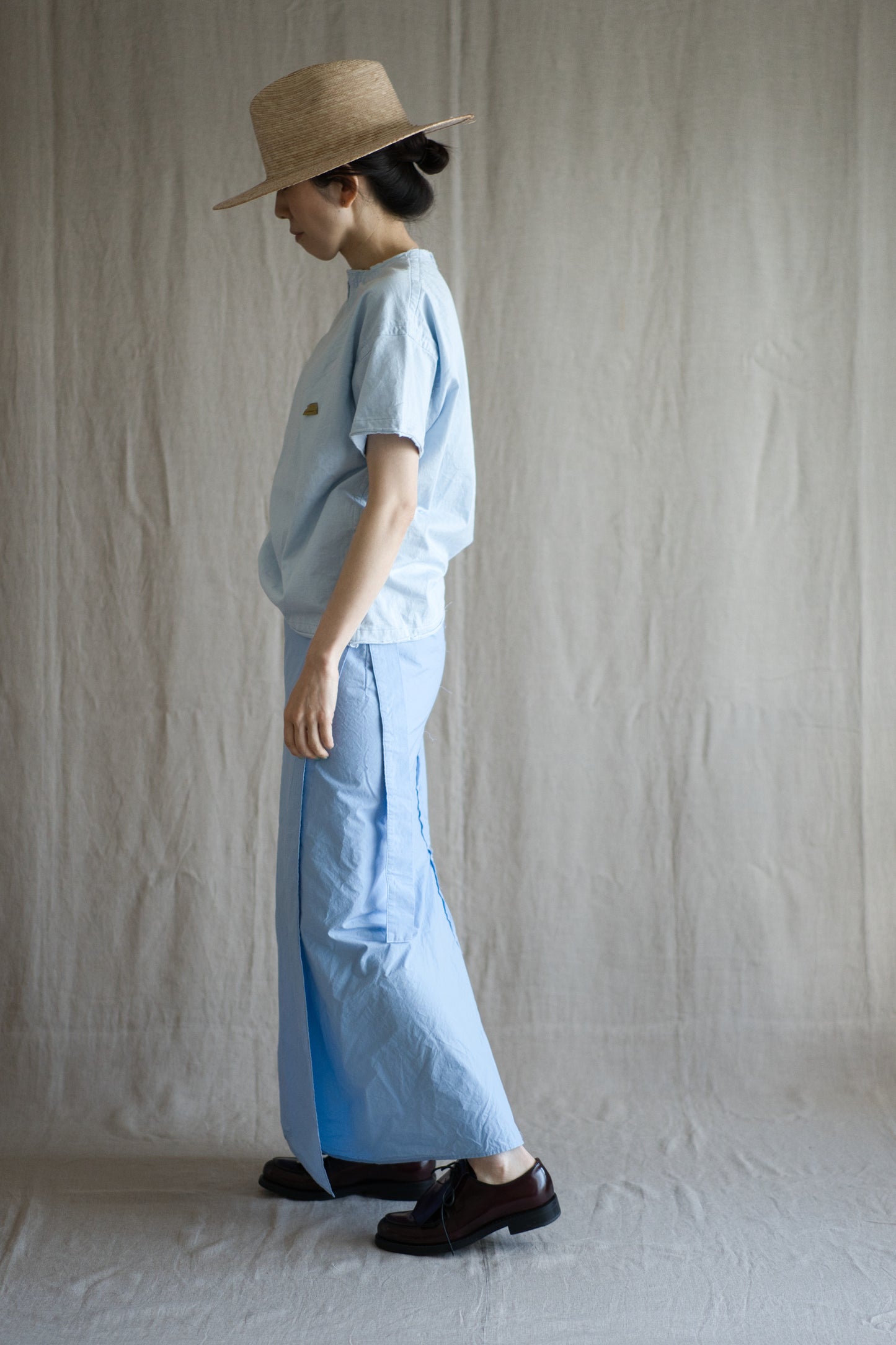 高密度コットンラップスカート/High-density cotton wrap skirt/Pale blue