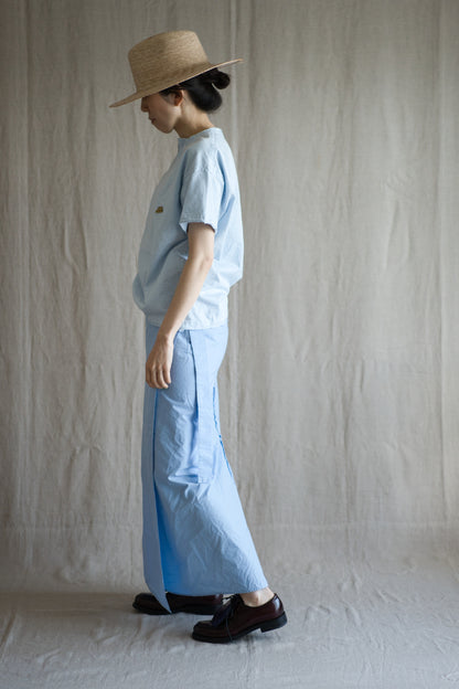 高密度コットンラップスカート/High-density cotton wrap skirt/Pale blue