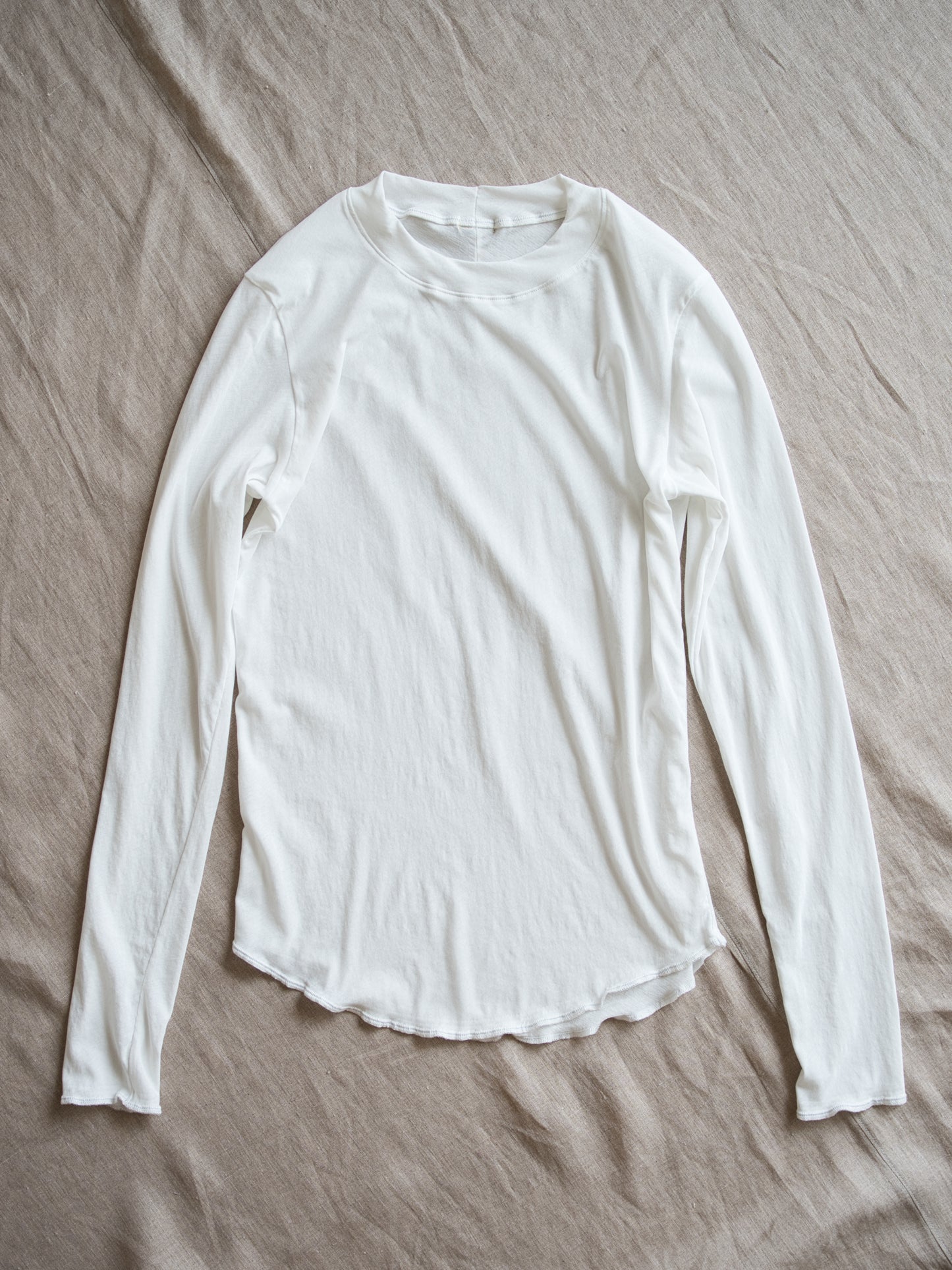 Premium Cotton Crew neck Long-Sleeved T/Fresh White