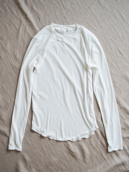 Premium Cotton Crew neck Long-Sleeved T/Fresh White
