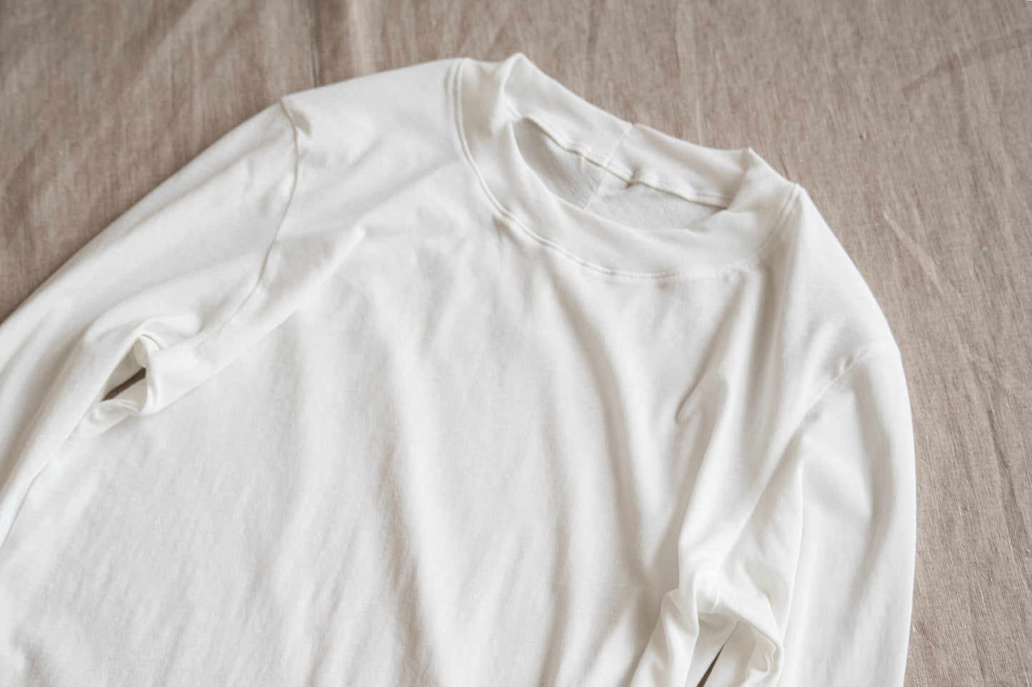 Premium Cotton Crew neck Long-Sleeved T/Fresh White