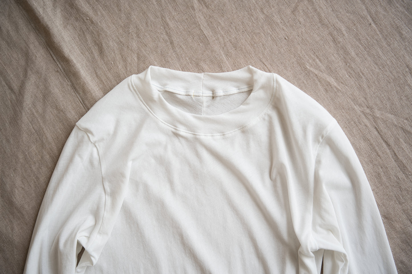 Premium Cotton Crew neck Long-Sleeved T/Fresh White