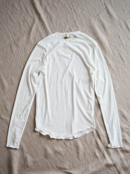 Premium Cotton Crew neck Long-Sleeved T/Fresh White