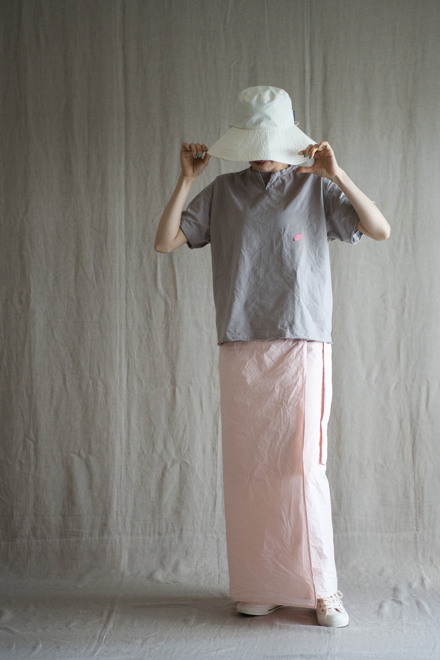 高密度コットンラップスカート/High-density cotton wrap skirt/Clam pink